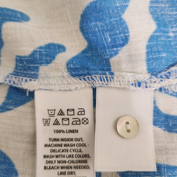 Rachel Zoe Size M Blue White Linen Boxy Relaxed Fit Women's Top Blouse - Picture 6 of 6